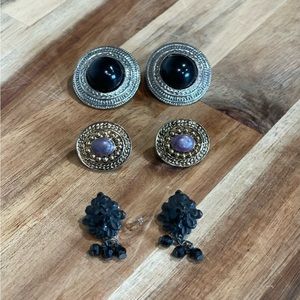 3 Pair Vintage Earrings NOT Clip Ons